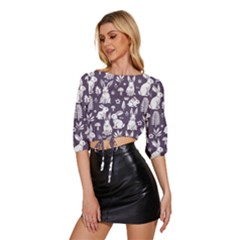 Mid Sleeve Drawstring Hem Top 