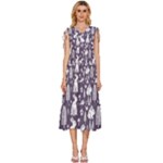 Easter bunny pattern V-Neck Drawstring Shoulder Sleeveless Maxi Dress