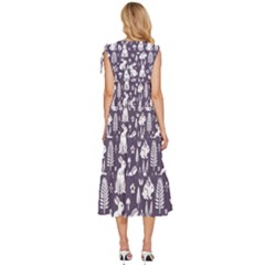 V-Neck Drawstring Shoulder Sleeveless Maxi Dress 
