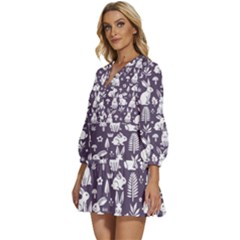 V-Neck Placket Mini Dress 