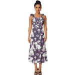 Easter bunny pattern Tie-Strap Tiered Midi Chiffon Dress