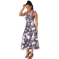 Tie-Strap Tiered Midi Chiffon Dress 