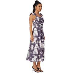 Tie-Strap Tiered Midi Chiffon Dress 