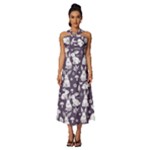 Easter bunny pattern Sleeveless Cross Front Cocktail Midi Chiffon Dress