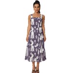Easter bunny pattern Square Neckline Tiered Midi Dress