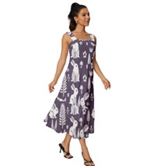 Square Neckline Tiered Midi Dress 