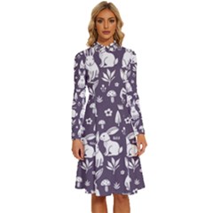 Long Sleeve Shirt Collar A-Line Dress 