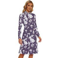 Long Sleeve Shirt Collar A-Line Dress 
