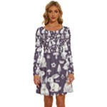 Easter bunny pattern Long Sleeve Wide Neck Velvet Dress