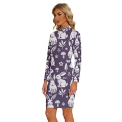 Long Sleeve Shirt Collar Bodycon Dress 