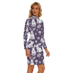 Long Sleeve Shirt Collar Bodycon Dress 