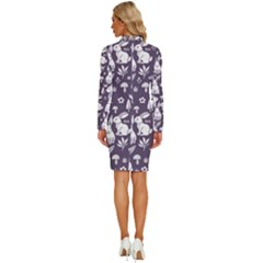Long Sleeve Shirt Collar Bodycon Dress 