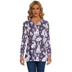 Long Sleeve Drawstring Hooded Top 