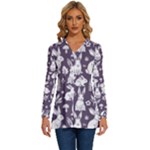 Easter bunny pattern Long Sleeve Drawstring Hooded Top