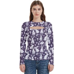Easter bunny pattern Women s Cut Out Long Sleeve T