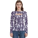 Easter bunny pattern Women s Cut Out Long Sleeve T-Shirt