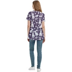 Women s Zip Front V-Neck Short Sleeve Casual Top Pocket Shirt 