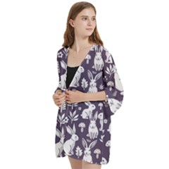 Open Front 3/4 Sleeve Batwing Chiffon Cardigan Kimono 