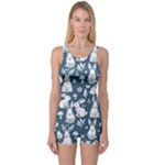 Easter bunny pattern One Piece Boyleg Swimsuit