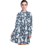 Easter bunny pattern Long Sleeve Chiffon Shirt Dress
