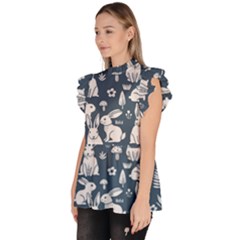Ruffle Collar Short Sleeve Chiffon Top 