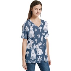 V-Neck Split Shoulder Casual T-Shirt 