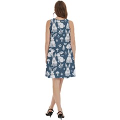 Round Neck Sleeve Casual Dress With Pockets 