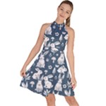 Easter bunny pattern Sleeveless Halter Neck A-Line Dress