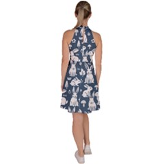 Sleeveless Halter Neck A-Line Dress 