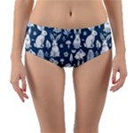 Easter bunny pattern Reversible Mid-Waist Bikini Bottoms