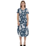 Easter bunny pattern T-Shirt Midi Dress With Pockets