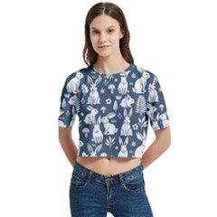 Women s Round Neck Short Sleeve Crop Top 