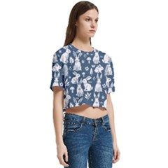 Women s Round Neck Short Sleeve Crop Top 