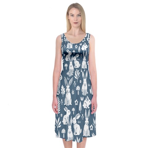 Easter bunny pattern Midi Sleeveless Dress from ArtsNow.com