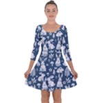 Easter bunny pattern Quarter Sleeve Skater Dress