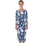 Easter bunny pattern Quarter Sleeve Midi Bodycon Dress