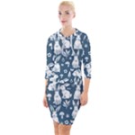Easter bunny pattern Quarter Sleeve Hood Bodycon Dress