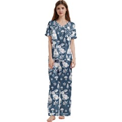 Short Sleeve Satin Pajamas Set With Pockets 