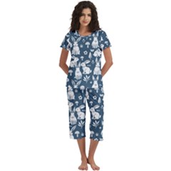 Short Sleeve 3/4 Length Pants Lounge Set 