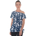 Easter bunny pattern Off Shoulder Tie-Up T-Shirt