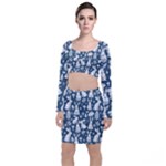 Easter bunny pattern Long Sleeve Crop Top & Bodycon Skirt Set