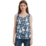 Easter bunny pattern Women s V-Neck Sleeveless Satin Top