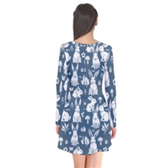 Long Sleeve V-neck Flare Dress 