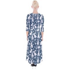 Quarter Sleeve Wrap Maxi Dress 