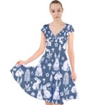 Easter bunny pattern Cap Sleeve Front Wrap Midi Dress