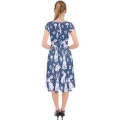 Cap Sleeve Front Wrap Midi Dress 