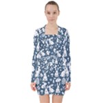 Easter bunny pattern V-neck Bodycon Long Sleeve Dress