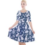 Easter bunny pattern Quarter Sleeve A-Line Dress