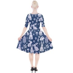 Quarter Sleeve A-Line Dress With Pockets 