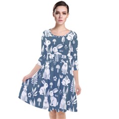 Quarter Sleeve Waist Band Dress 